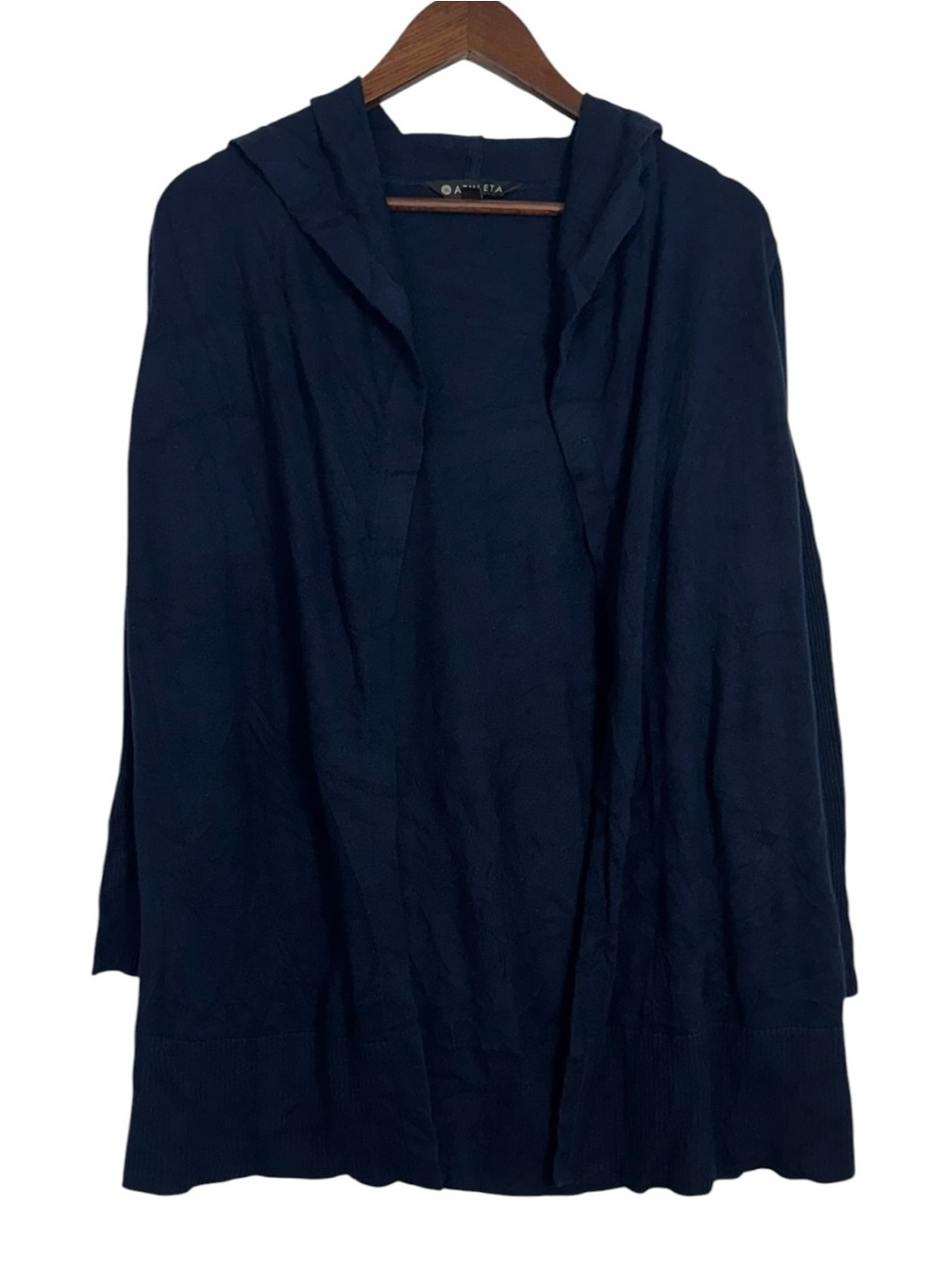 Athleta Highland Wrap Open Hooded Cardigan Sweater XXS Dark Blue Longline 291883